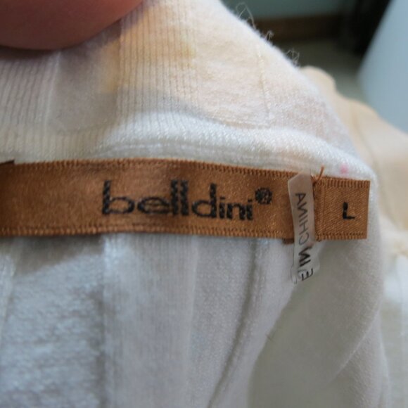 Belldini Ivory to Size Teal Ombre Rhinestone Zipper Jacket Cardigan Knit Large - Picture 10 of 12